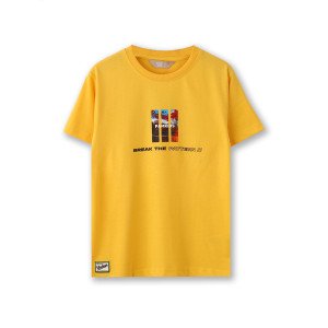 Pamkids Grape Grove Glory: Stylish Ivory Accents & Sunny Yellow Pop - Boys' Tri-Color Tee (Sizes 1-12 Years) 